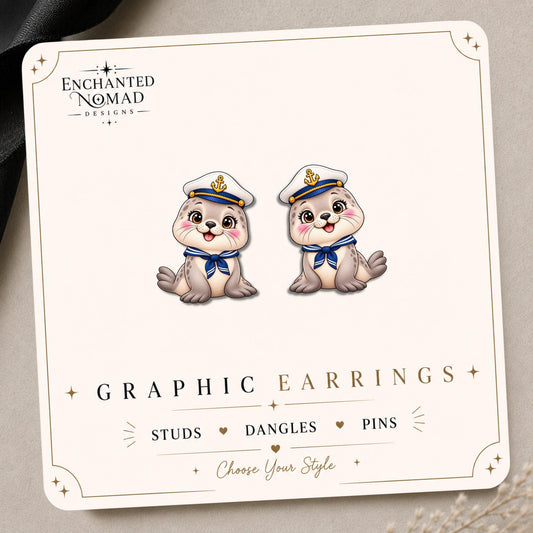 Sailor Seal Earrings & Pins