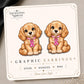 Pink Ribbon Puppy Earrings & Pins on original display card