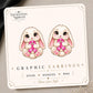 Pink Ribbon Bunny Earrings & Pins on original display card