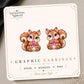 Pink Ribbon Squirrel Earrings & Pins on original display card