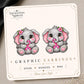 Gray Elephant with Pink Ribbon Earrings & Pins on original display card