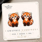 Waving Red Panda Earrings & Pins on original display card