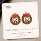 Christmas Hedgehog Earrings & Pins on original display card