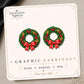 Christmas Wreath Earrings & Pins on original display card