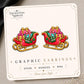 Christmas Sleigh Earrings & Pins on original display card