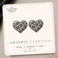 Snow Leopard Heart Earrings & Pins on original display card