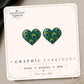 Peacock Feather Heart Earrings & Pins on original display card