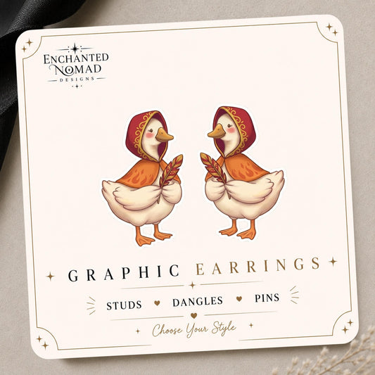 Feather Quill Goose Earrings & Pins on original display card