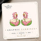 Pink Flower Goose Earrings & Pins on original display card