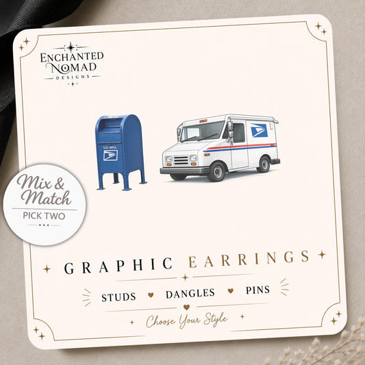Mailbox & Mail Truck Earrings on original display card