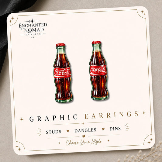 Cola Bottle Earrings & Pins on original display card