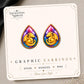 Rainbow Gem Dragon Earrings & Pins on a display card