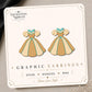 Gold Princess Dress Earrings & Pins on a display card