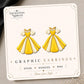 Yellow Princess Dress Earrings & Pins on a display card