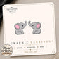 Colorful Elephant Earrings & Pins on a display card
