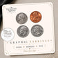 Mix and Match Coin Earrings & Pins on a display card