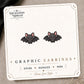 Kawaii Bat Earrings & Pins on the tilted Enchanted Nomad Designs card