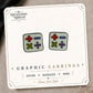 Math Symbol Stud Earrings on the tilted Enchanted Nomad Designs card