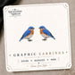National Park Inspired Bluebird Stud Earrings on the tilted Enchanted Nomad Designs card