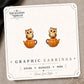 Owl Pumpkin Teapot Stud Earrings on the tilted Enchanted Nomad Designs card