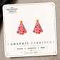 Pink Ornament Christmas Tree Stud Earrings on the tilted Enchanted Nomad Designs card