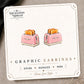 Pink Retro Toaster Stud Earrings & Charm on the tilted Enchanted Nomad Designs card