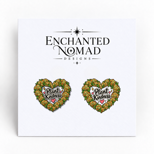 Plant Kindness Heart Stud Earrings