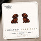 Red Dachshund Stud Earrings on the tilted Enchanted Nomad Designs card