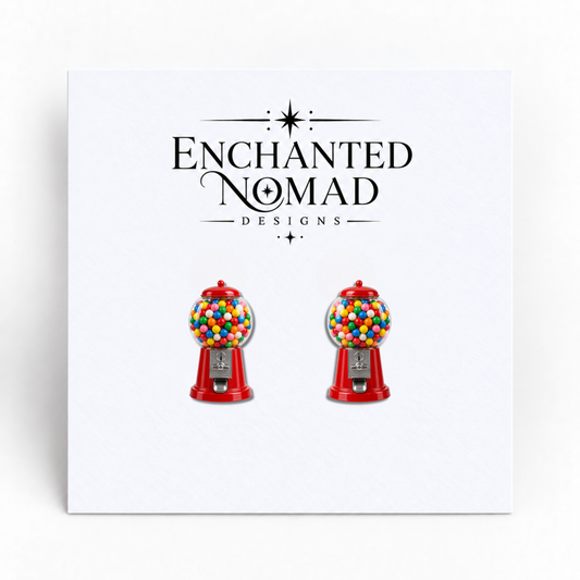 Red Gumball Machine graphic earrings