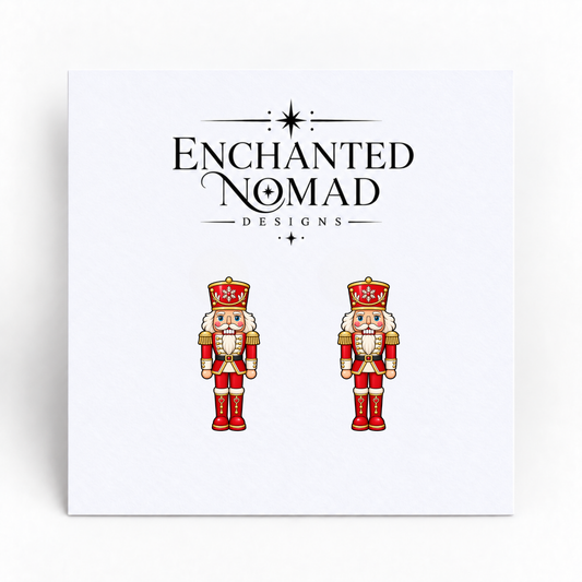 Red Nutcracker Christmas earrings