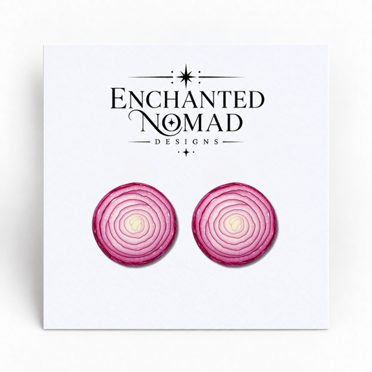 Red Onion Slice Stud Earrings