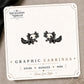 Skeleton Axolotl Stud Earrings on the tilted Enchanted Nomad Designs card