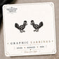 Skeleton Chicken Stud Earrings on the tilted Enchanted Nomad Designs card