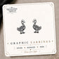 Skeleton Goose Stud Earrings on the tilted Enchanted Nomad Designs card