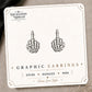 Skeleton Middle Finger Stud Earrings on the tilted Enchanted Nomad Designs card