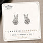 Skeleton Peace Sign Stud Earrings on the tilted Enchanted Nomad Designs card