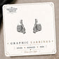 Skeleton Thumbs Up Stud Earrings on the tilted Enchanted Nomad Designs card