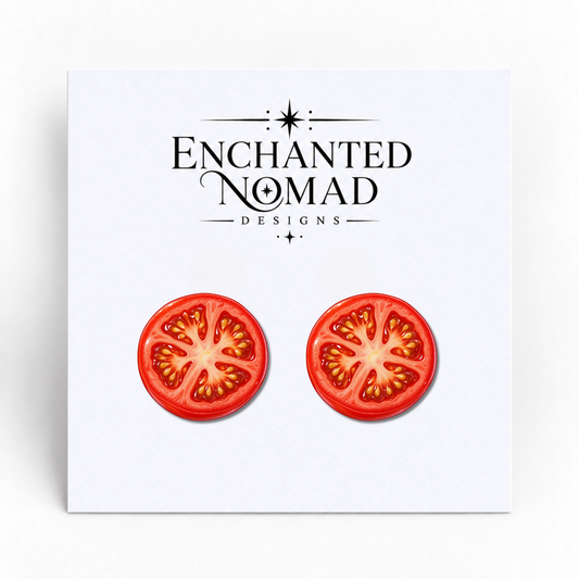 Tomato Slice Stud Earrings