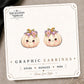 White Floral Pumpkin Stud Earrings on the tilted Enchanted Nomad Designs card