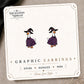 Witch Goose Stud Earrings on the tilted Enchanted Nomad Designs card